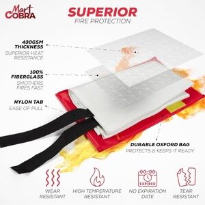 Mart Cobra Emergency Fire Blanket - Fiberglass Welding Blanket [NEW]